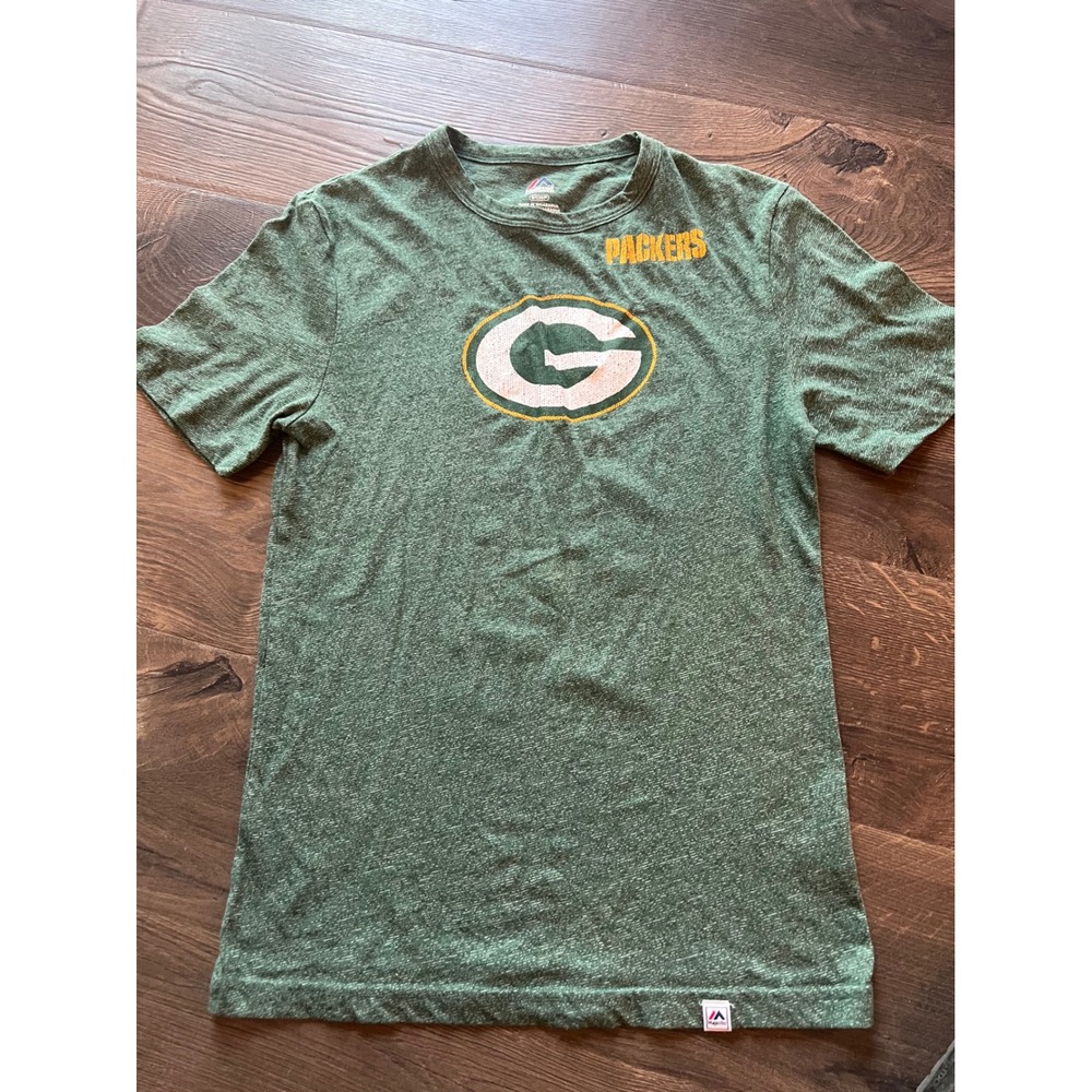 Majestic Green Bay Packers T-Shirt Mens Small Green Heather NFL Football Tee